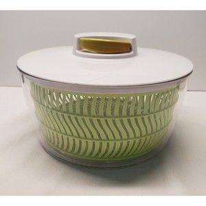 Salad Spinner Progressive Green & White Salad Spinner 10" Diameter 5.5" Tall